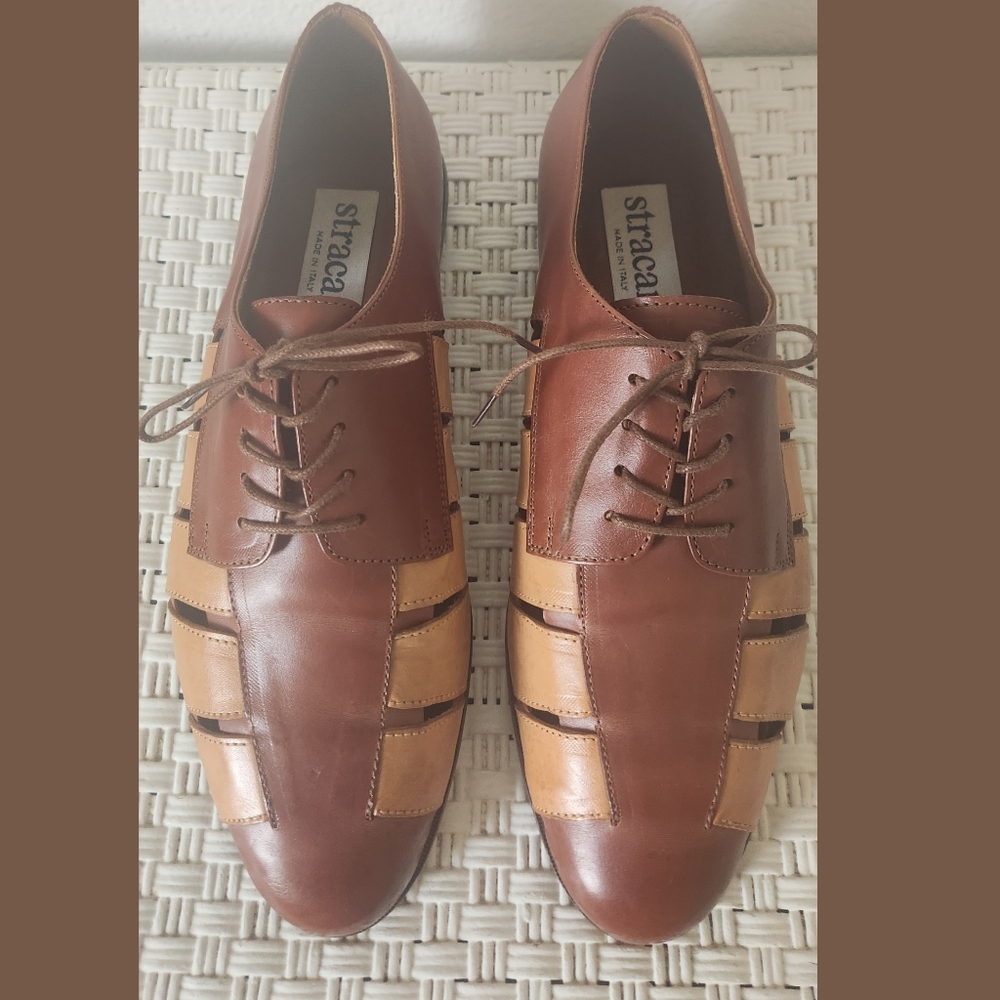 Stracam Italy Mens Leather Oxford Shoes Sz 43 EU/10 US